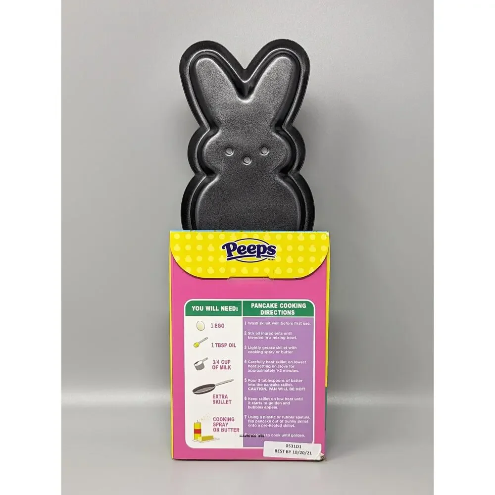 Peeps Easter Bunny Shaped Pancake Mix and Metal Bunny Skillet Set